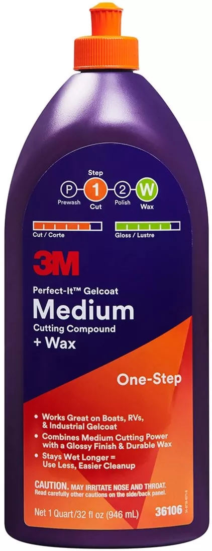 3M™ Perfect-It™ Gelcoat Medium Cutting Compound + Wax, 36106, 1 quart
(946 mL), 6 per case