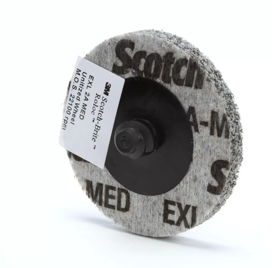 Scotch-Brite™ Roloc™ EXL Unitized Wheel TR, 3 in x 1/4 in x NH 2A MED,
40 per case, SPR 021835B