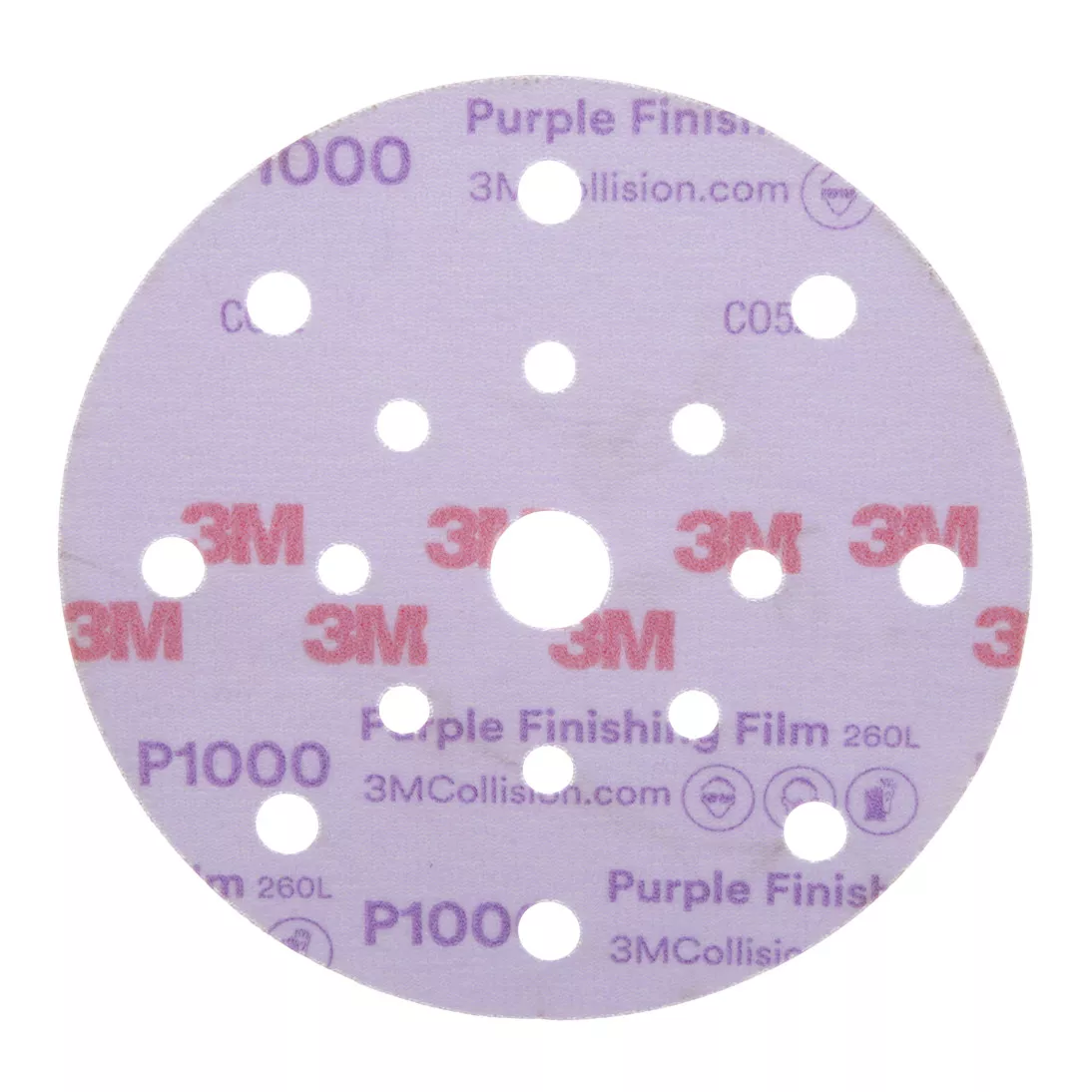 3M™ Hookit™ Purple Finishing Film Abrasive Disc 260L, 34782, 6 in, Dust
Free, P1000, 50 discs per carton, 4 cartons per case