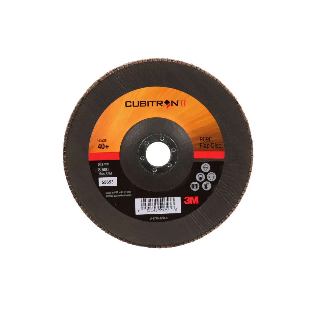 3M™ Cubitron™ II Flap Disc 967A, 40+, T29, 7 in x 7/8 in, Giant, 5
ea/Case