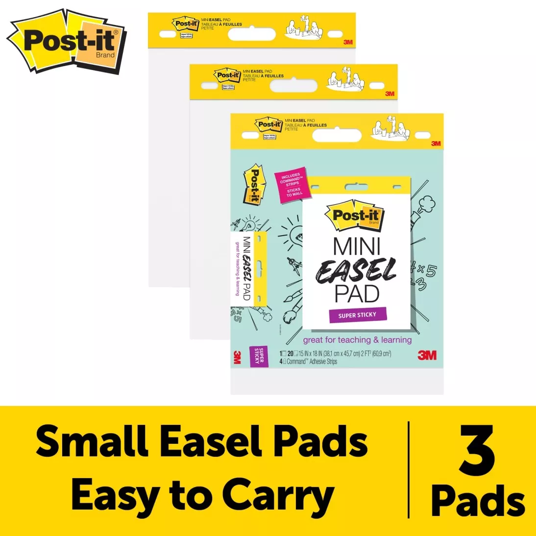 Post-it® Self-Stick Mini Easel Pad 577-3PK, 15 in x 18 in (38.1 cm x
45.7 cm)