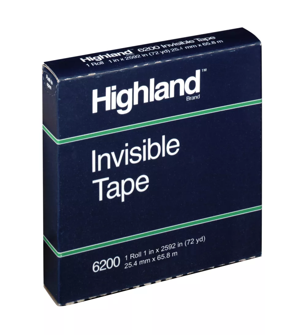 Highland™ Invisible Tape 6200, 1 in x 2592 in Boxed