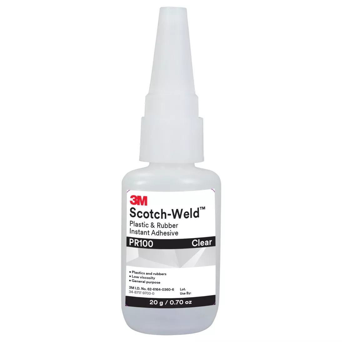 3M™ Scotch-Weld™ Plastic & Rubber Instant Adhesive PR100, Clear, 20 Gram
Bottle, 10/case