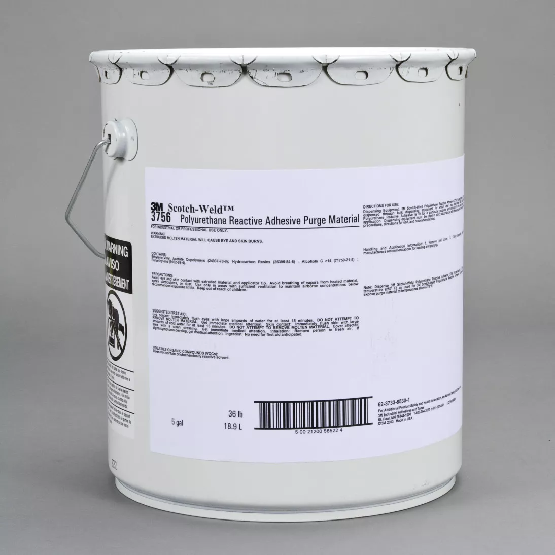 3M™ Scotch-Weld™ Purge Material 3756, Light Amber, 5 Gallon Drum (36
lb), 1/Drum