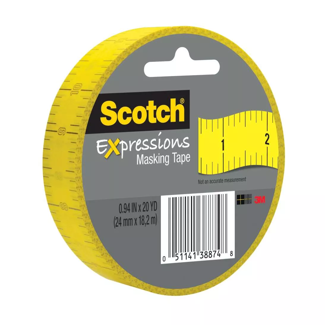 Scotch® Expressions Masking Tape 3437-P5, .94 in x 20 yd (24 mm x 18,2
m), Ruler