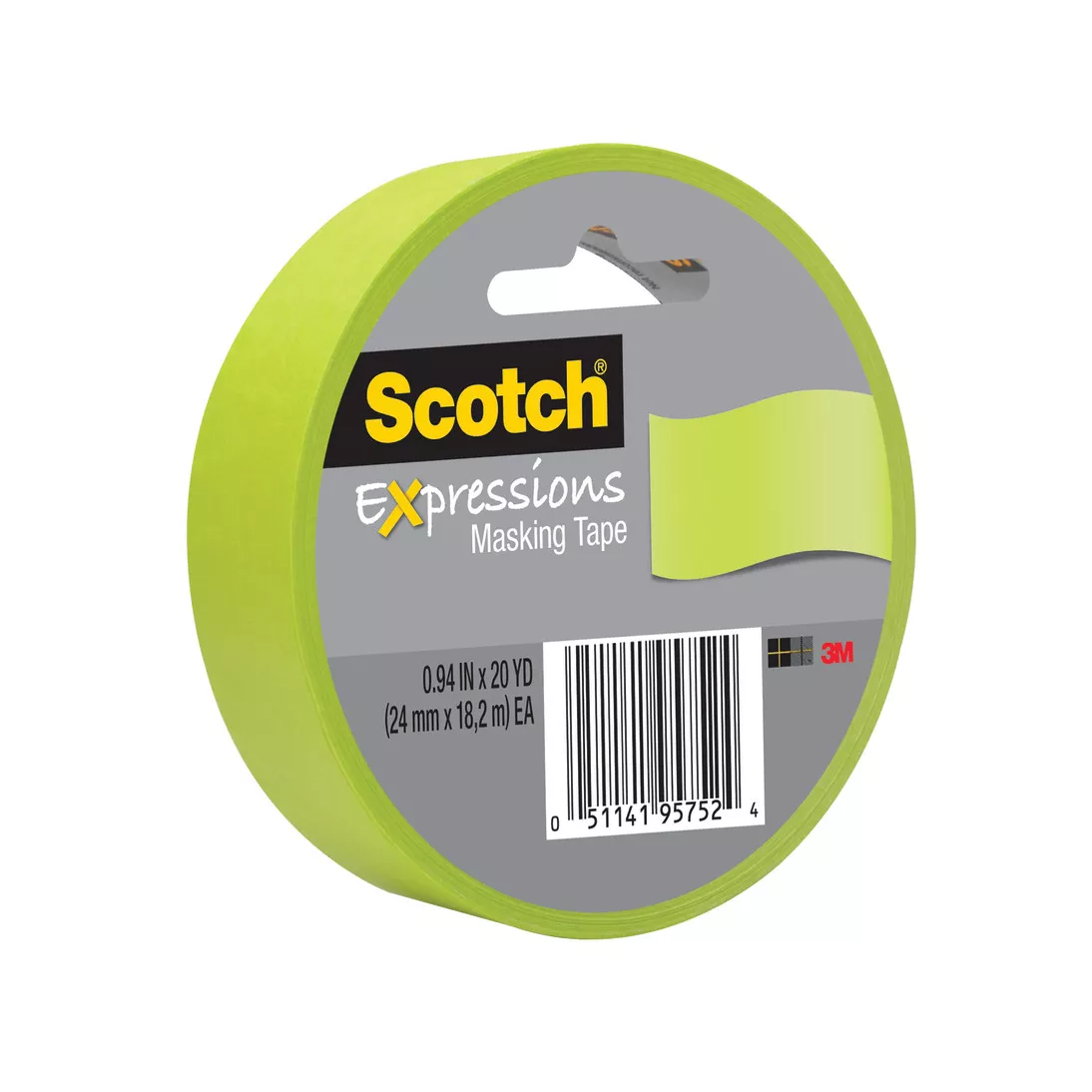 Scotch® Expressions Masking Tape 3437-GRN-ESF, Lemon Lime