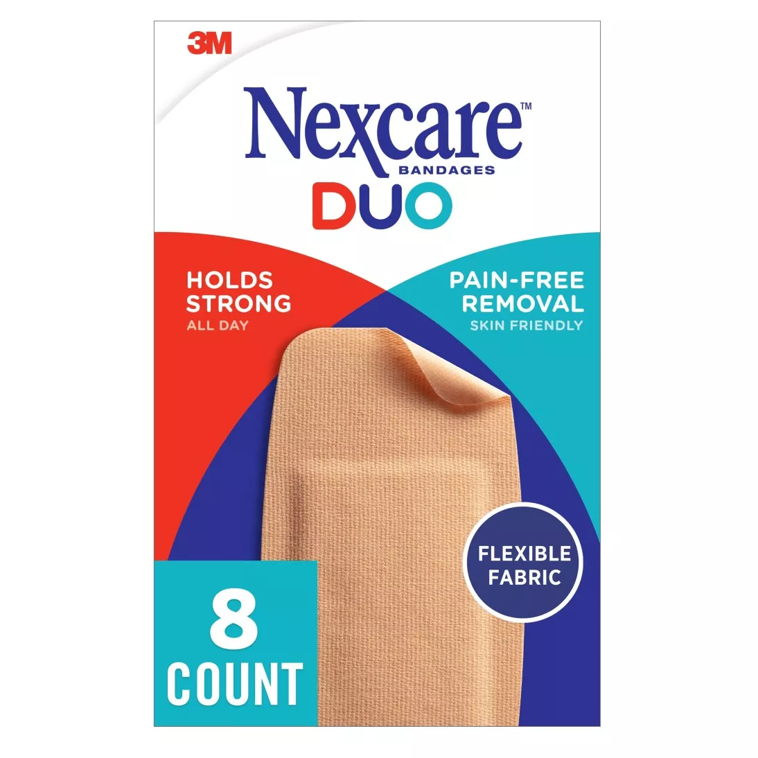 Nexcare™ DUO Bandages DSA-8, Knee and Elbow, 8 ct