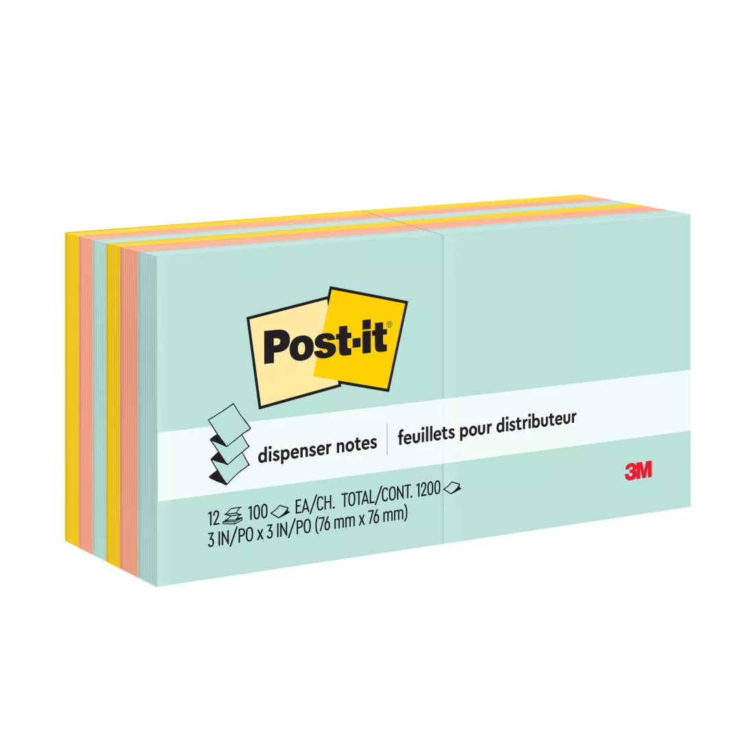 Post-it® Pop-up Notes R330-12AP, 3 in x 3 in, Pastel Colors