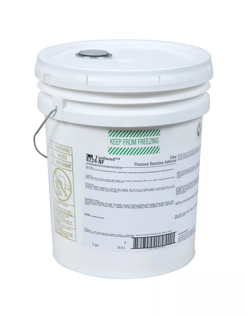 3M™ Fastbond™ Pressure Sensitive Adhesive 4224NF, Clear, 5 Gallon Pour
Spout Drum (Pail)