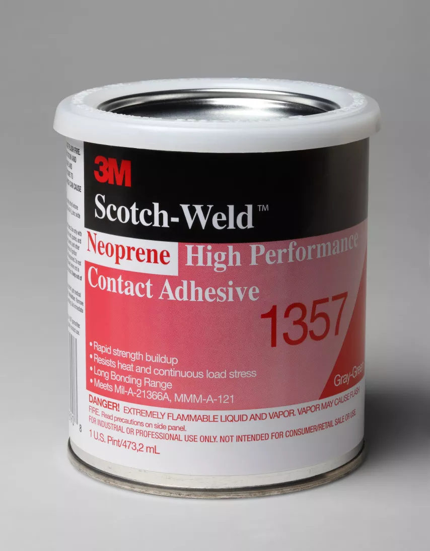 3M™ Neoprene High Performance Contact Adhesive 1357, Gray-Green, 1 Pint
Can, 12/case