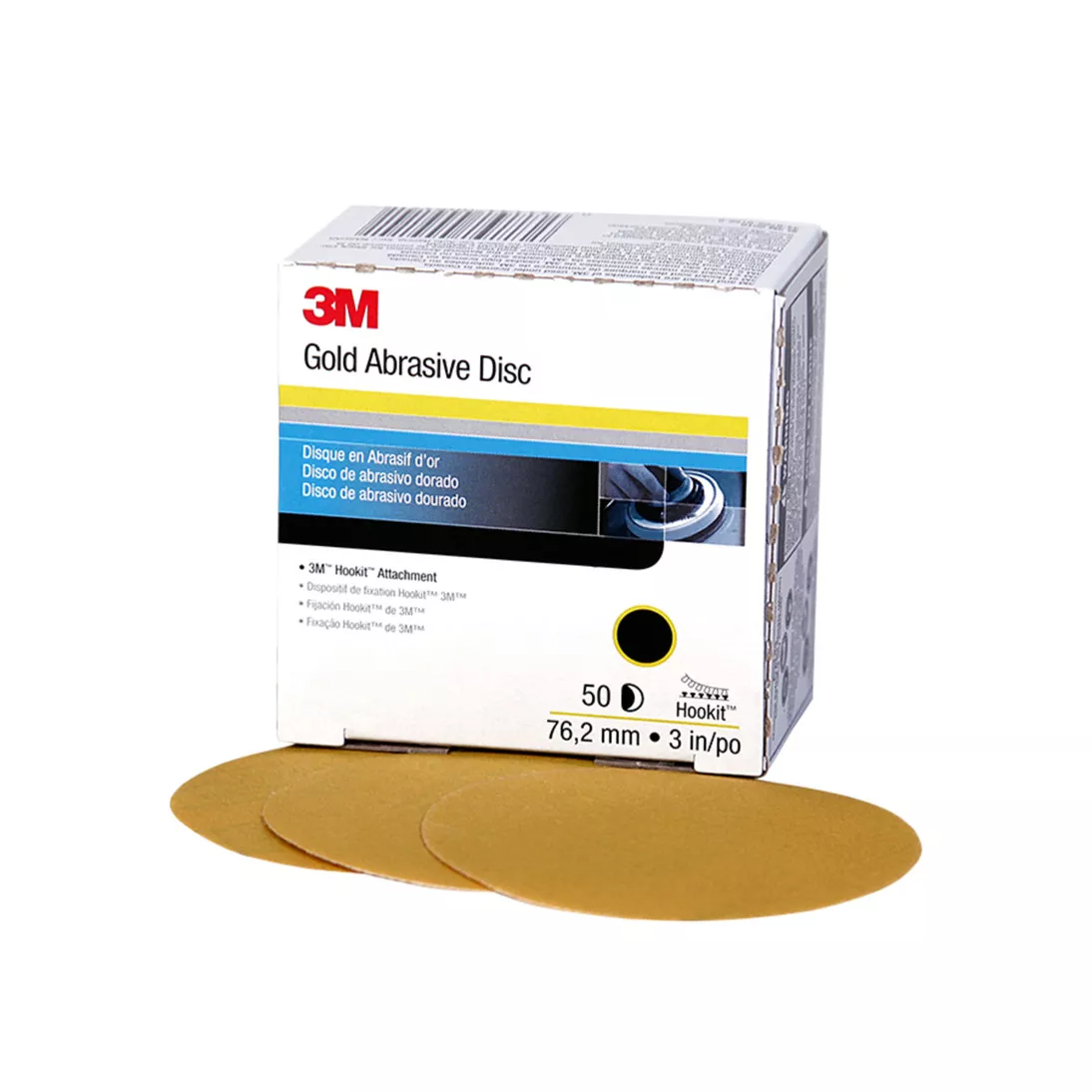 3M™ Hookit™ Gold Disc 00915, 3 in, P240, 50 Discs/Carton, 4 Cartons/Case