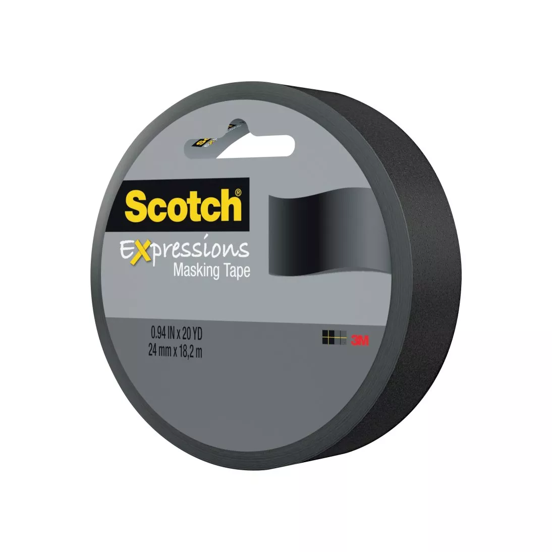 Scotch® Expressions Masking Tape 3437-BLK, .94 in x 20 yd (24 mm x 18,2
m) Black