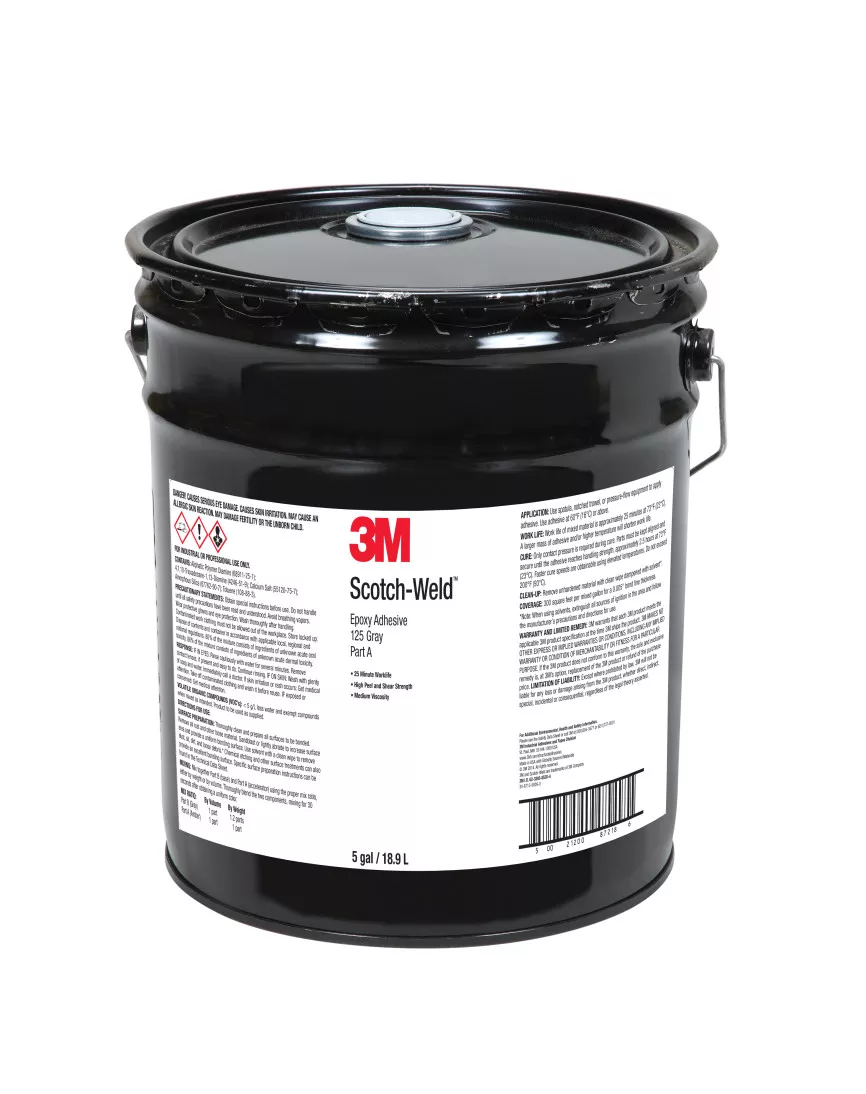 3M™ Scotch-Weld™ Epoxy Adhesive 125, Gray, Part A, 5 Gallon Drum (Pail)
