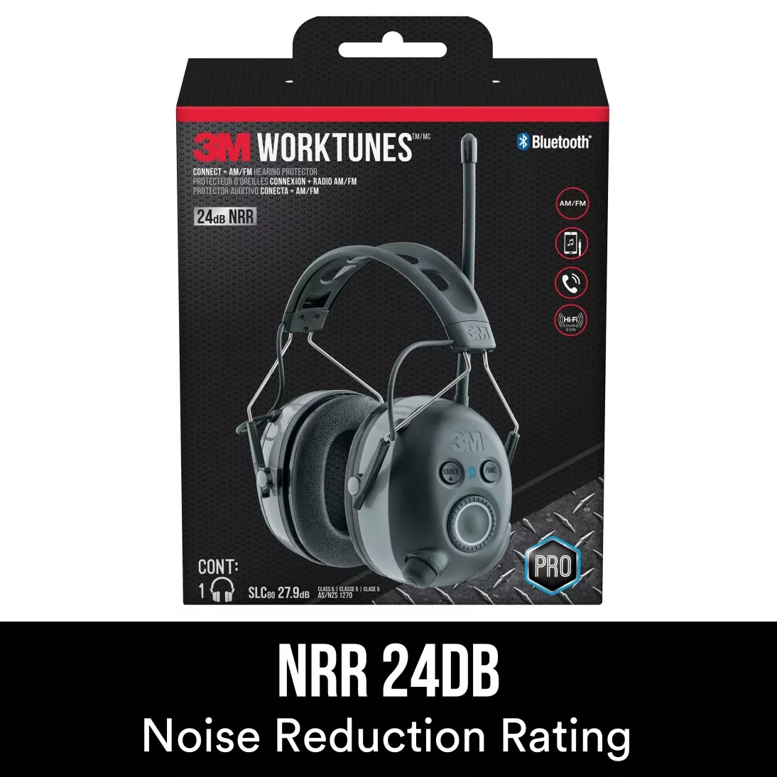 3M™ WorkTunes™ Connect + AM/FM Hearing Protector with Bluetooth®
Technology, 90542H1-DC-PS, 3 eaches/case