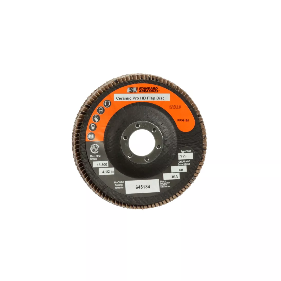 Standard Abrasives™ Ceramic Pro Type 29 High Density Flap Disc, 645195,
7 in x 7/8 40 Y-weight, 5 ea/Case