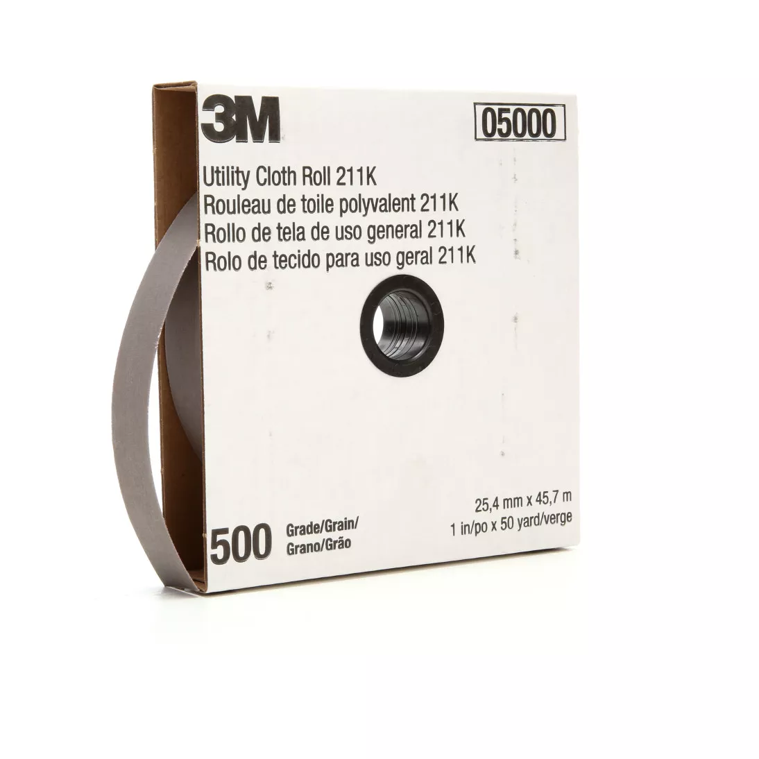 3M™ Utility Cloth Roll 211K, 500 J-weight, 1 in x 50 yd, 5 ea/Case