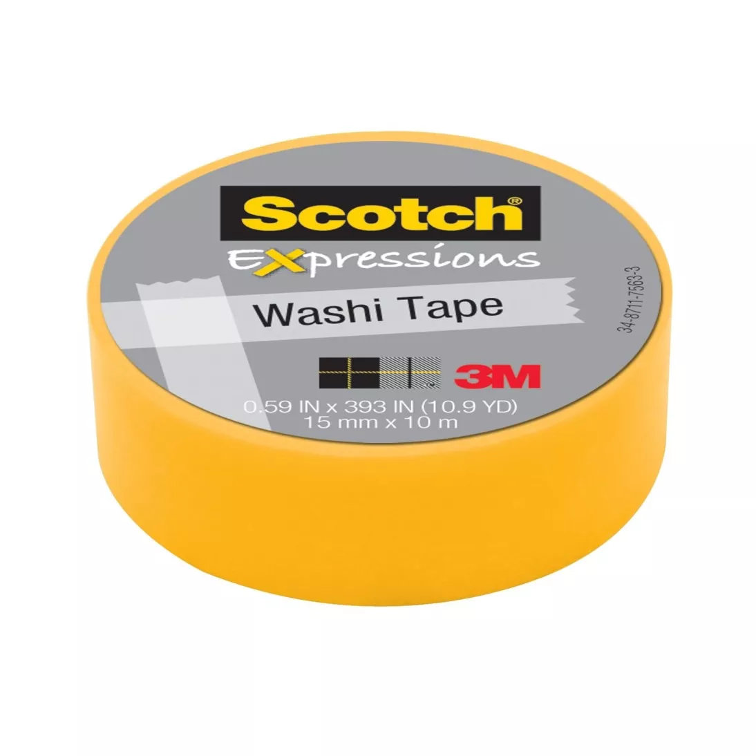 Scotch® Expressions Washi Tape C314-YEL, .59 in x 393 in (15 mm x 10 m)
Yellow