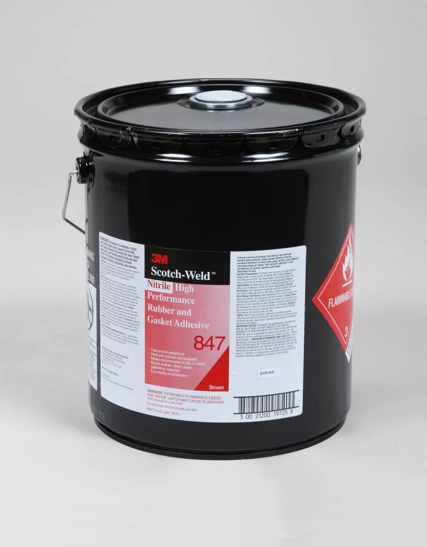3M™ Nitrile High Performance Rubber and Gasket Adhesive 847, Brown, 5
Gallon Drum (Pail)