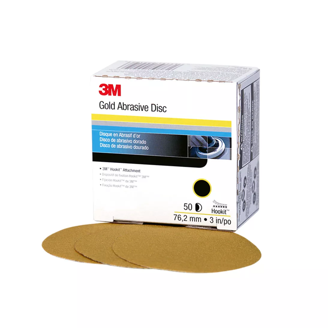 3M™ Hookit™ Gold Disc 00912, 3 in, P500, 50 Discs/Carton, 4 Cartons/Case