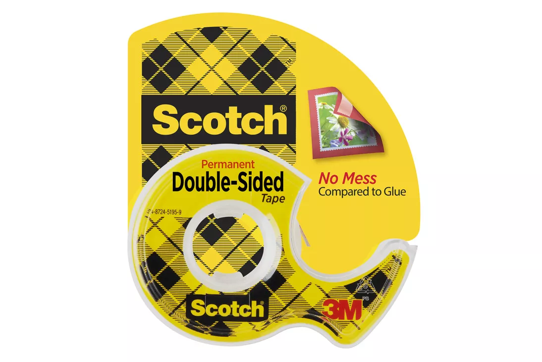 Scotch® Double Sided Tape 136, 1/2 in x 250 in (12.7 mm x 6.3 m)