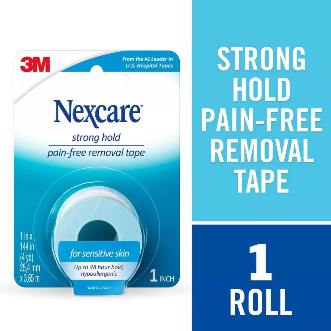 Nexcare™ Strong Hold Pain-Free Removal Tape SST-1, 1 in x 4 yd (25,4 mm
x 3,65 m)