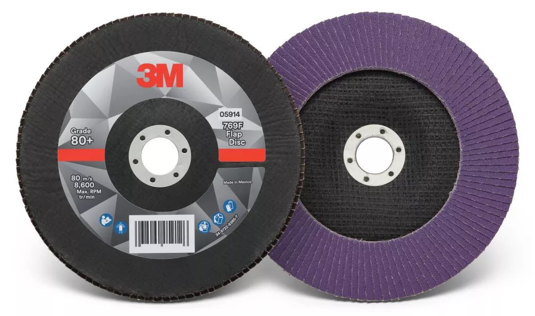3M™ Flap Disc 769F, 80+, T29, 7 in x 7/8 in, 5 ea/Case