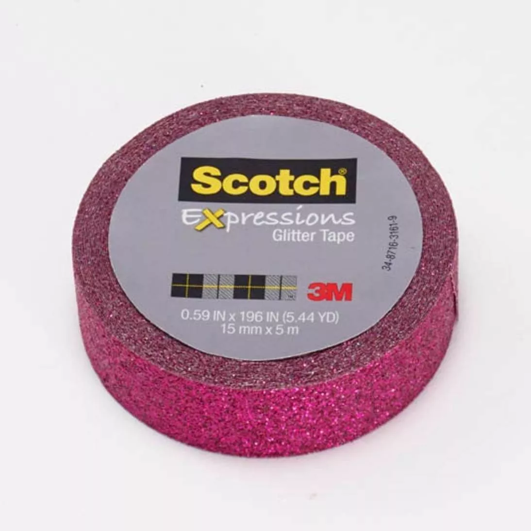 Scotch® Expressions Glitter Tape C514-PNK, .59 in x 196 in (15 mm x 5
m), Hot Pink Glitter