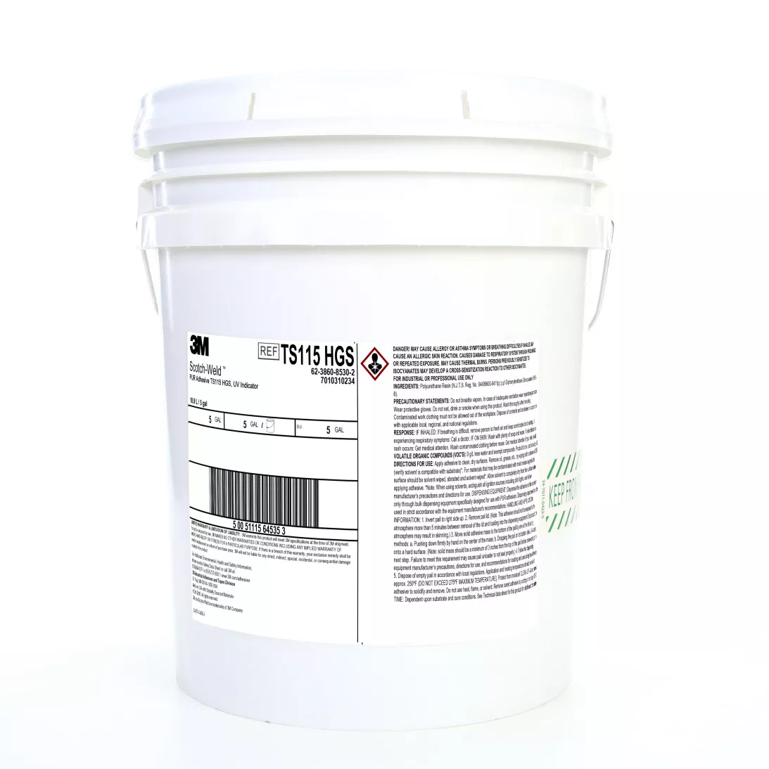 3M™ Scotch-Weld™ PUR Adhesive TS115 HGS, UV Indicator, Off-White, 5
Gallon Drum (36 lb)