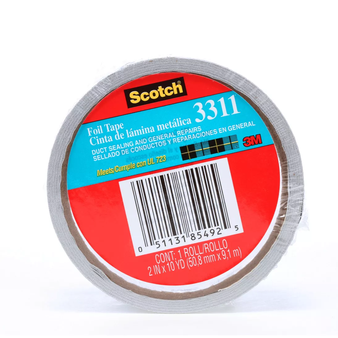 Scotch® Foil Tape 3311, Silver, 2 in x 10 yd, 3.6 mil, 24 rolls per case