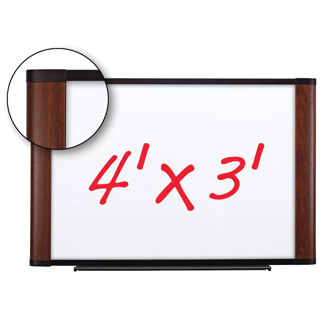 3M™ Melamine Dry Erase Board M4836MY, 48 in x 36 in x 1 in (121.9 cm x
91.4 cm x 2.5 cm) Mahogany Finish Frame
