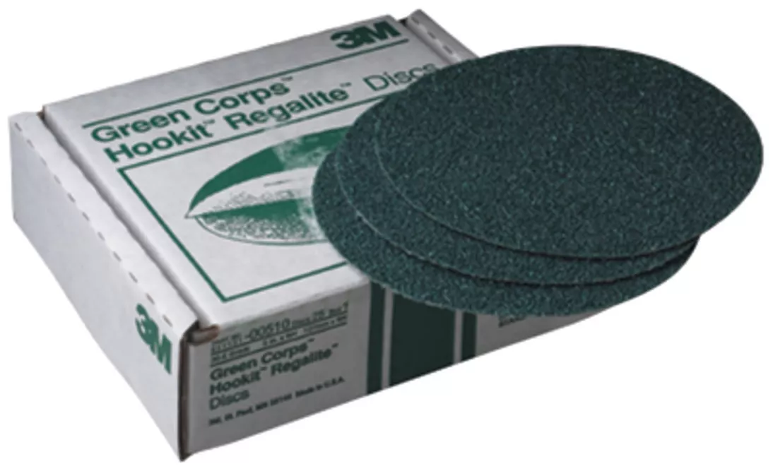 3M™ Green Corps™ Hookit™ Regalite™ Disc, 00524, 8 in, 40 grade, 25 discs
per carton, 5 cartons per case