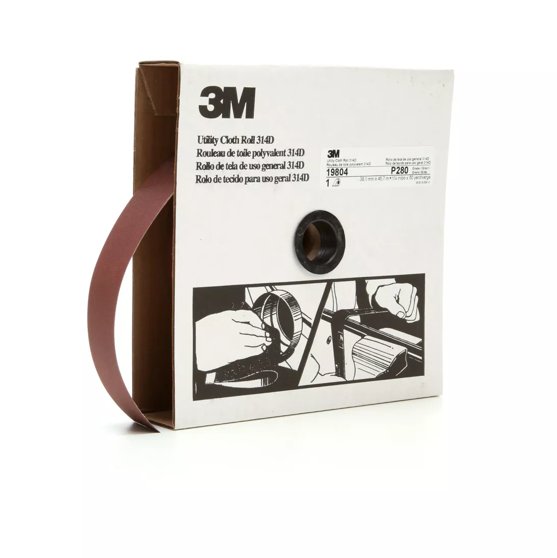 3M™ Utility Cloth Roll 314D, P280 J-weight, 1-1/2 in x 50 yd, 5 ea/Case
