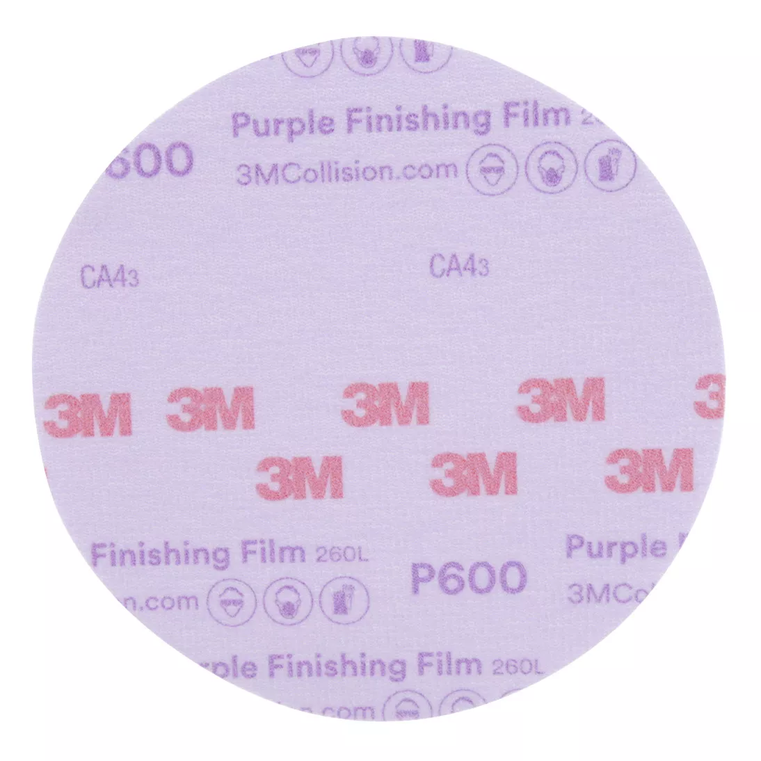 3M™ Hookit™ Purple Finishing Film Abrasive Disc 260L, 30671, 6 in, P600,
50 discs per carton, 4 cartons per case