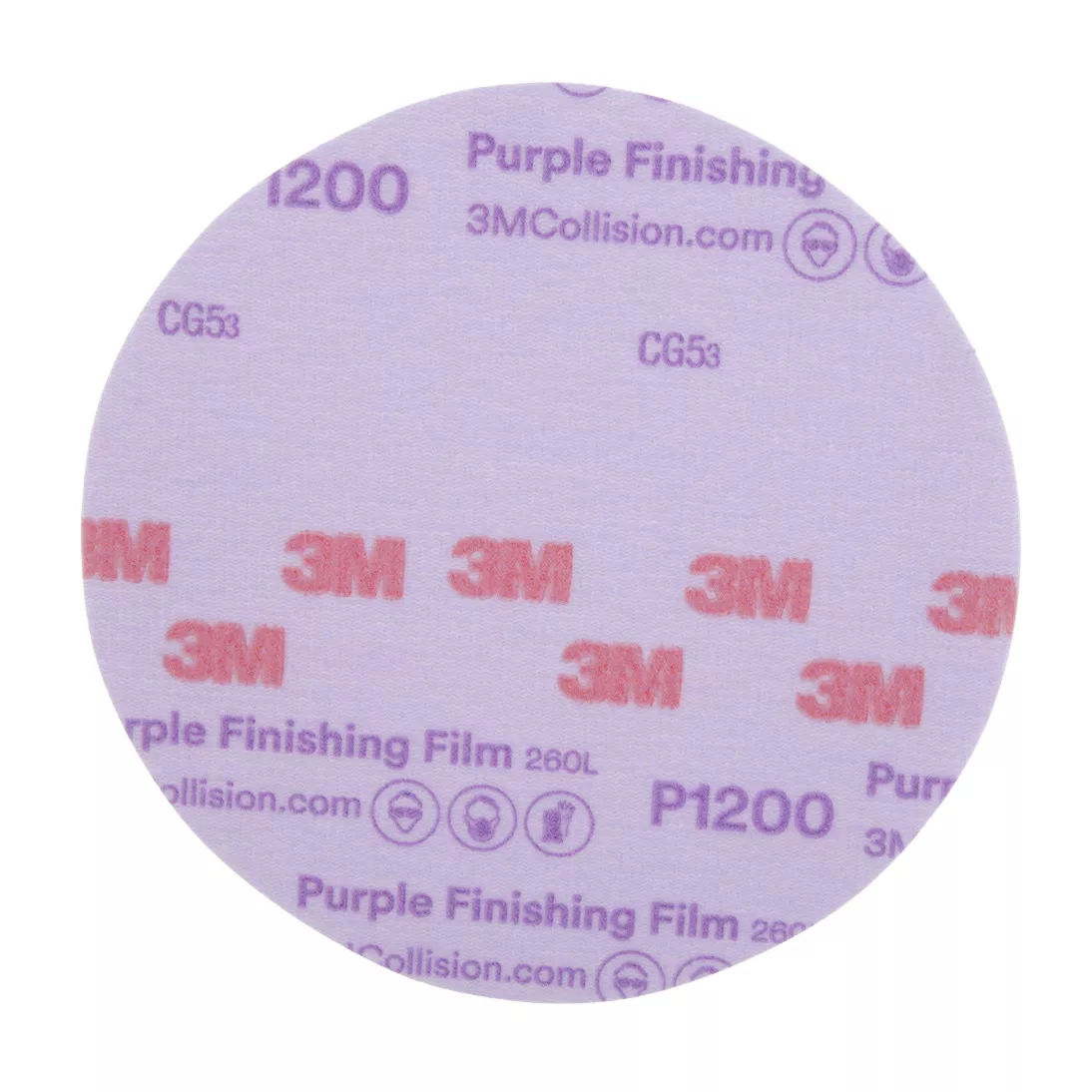 3M™ Hookit™ Purple Finishing Film Abrasive Disc 260L, 30668, 6 in,
P1200, 50 discs per carton, 4 cartons per case