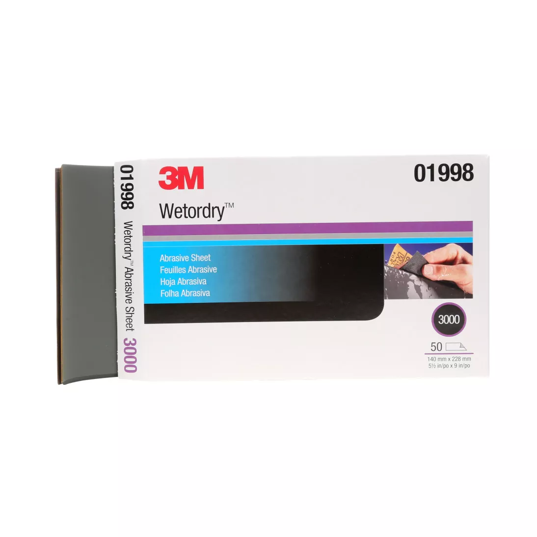 3M™ Wetordry™ Abrasive Sheet 401Q, 01998, 3000, 5 1/2 x 9 in, 50 sheets
per carton, 5 cartons per case