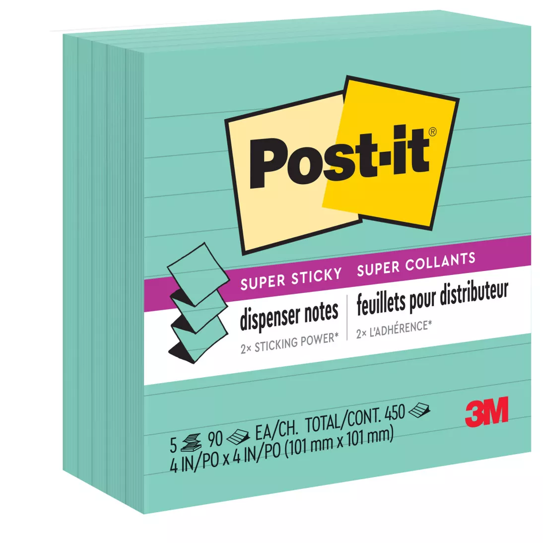 Post-it® Super Sticky Pop-up Notes R440-WASS, 4 in x 4 in (101 mm x 101 mm)