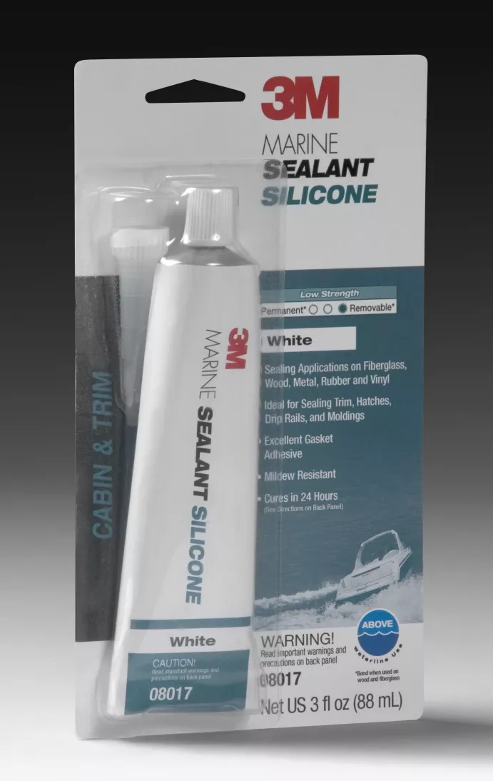3M™ Marine Grade Silicone Sealant, PN08017, White, 3 oz Tube, 6/Case
