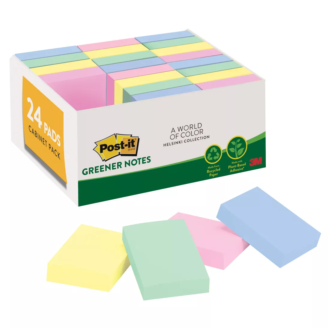 Post-it® Notes 653- 24RPVAD, 1 3/8 in x 1 7/8 in (34.9 mm x 47.6 mm)