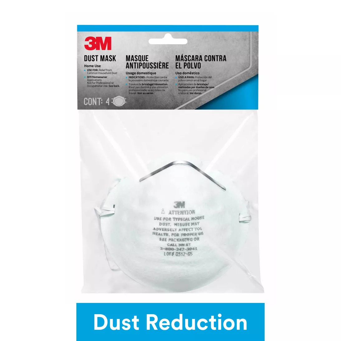 3M™ Home Dust Mask, 8661P4-C, 4 eaches/pack, 36 packs/case