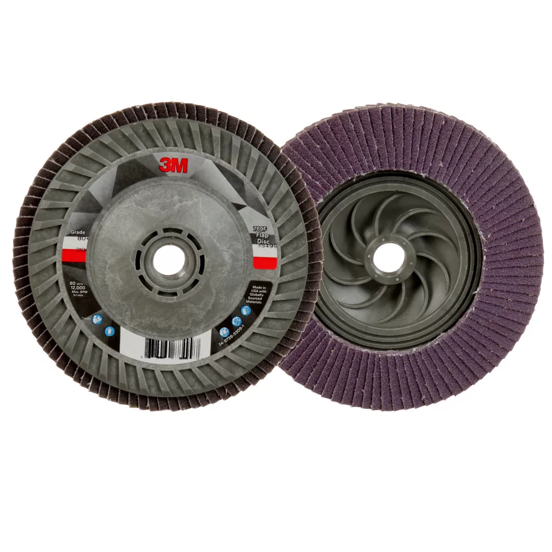 3M™ Flap Disc 769F, 80+, Quick Change, Type 29, 5 in x 5/8 in-11, 10
ea/Case