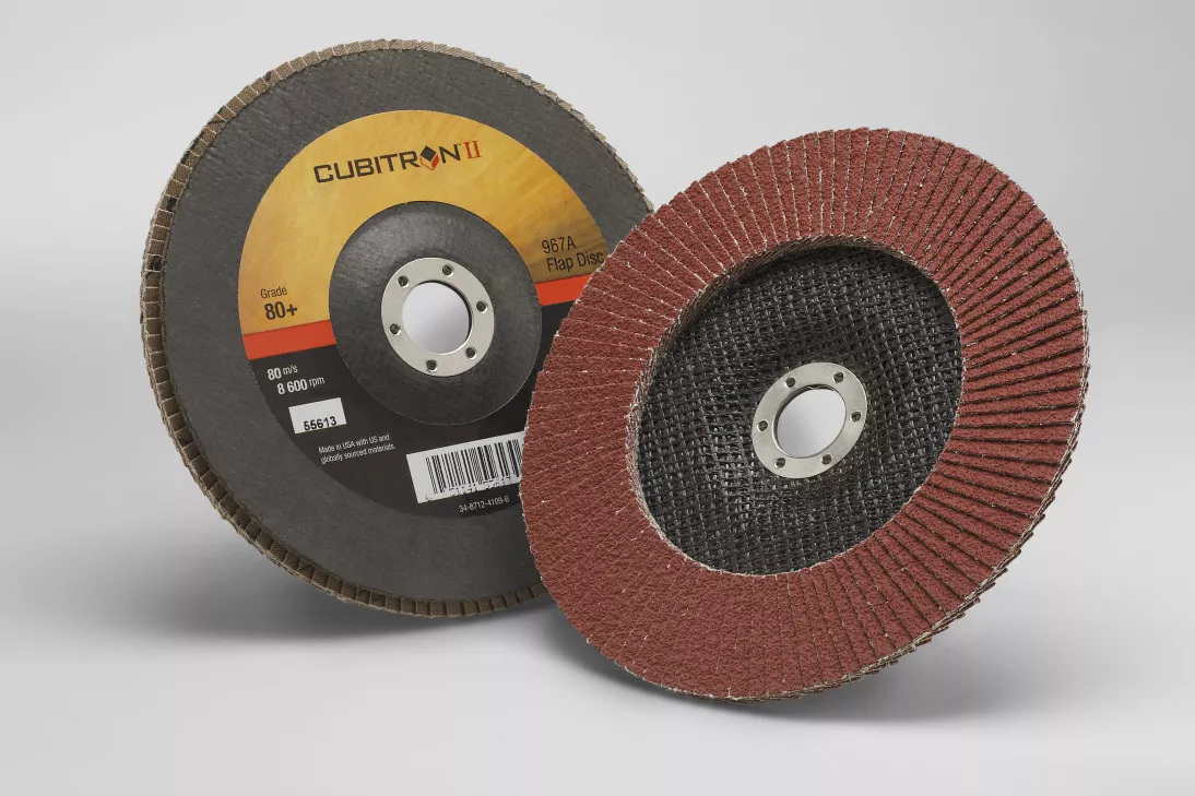 3M™ Cubitron™ II Flap Disc 967A, 80+, T27, 7 in x 7/8 in, 5 ea/Case