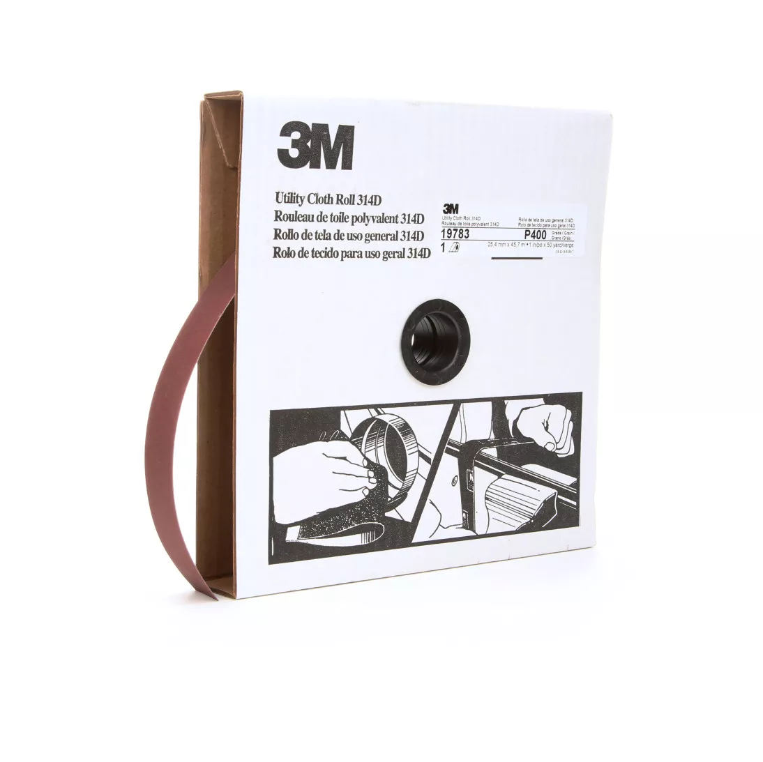 3M™ Utility Cloth Roll 314D, P400 J-weight, 1 in x 50 yd, 5 ea/Case