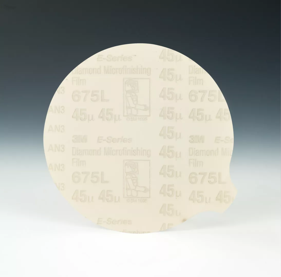 3M™ Hookit™ Diamond Microfinishing Film Disc 675L, 45 Mic, 5 in x NH,
Die 500LG