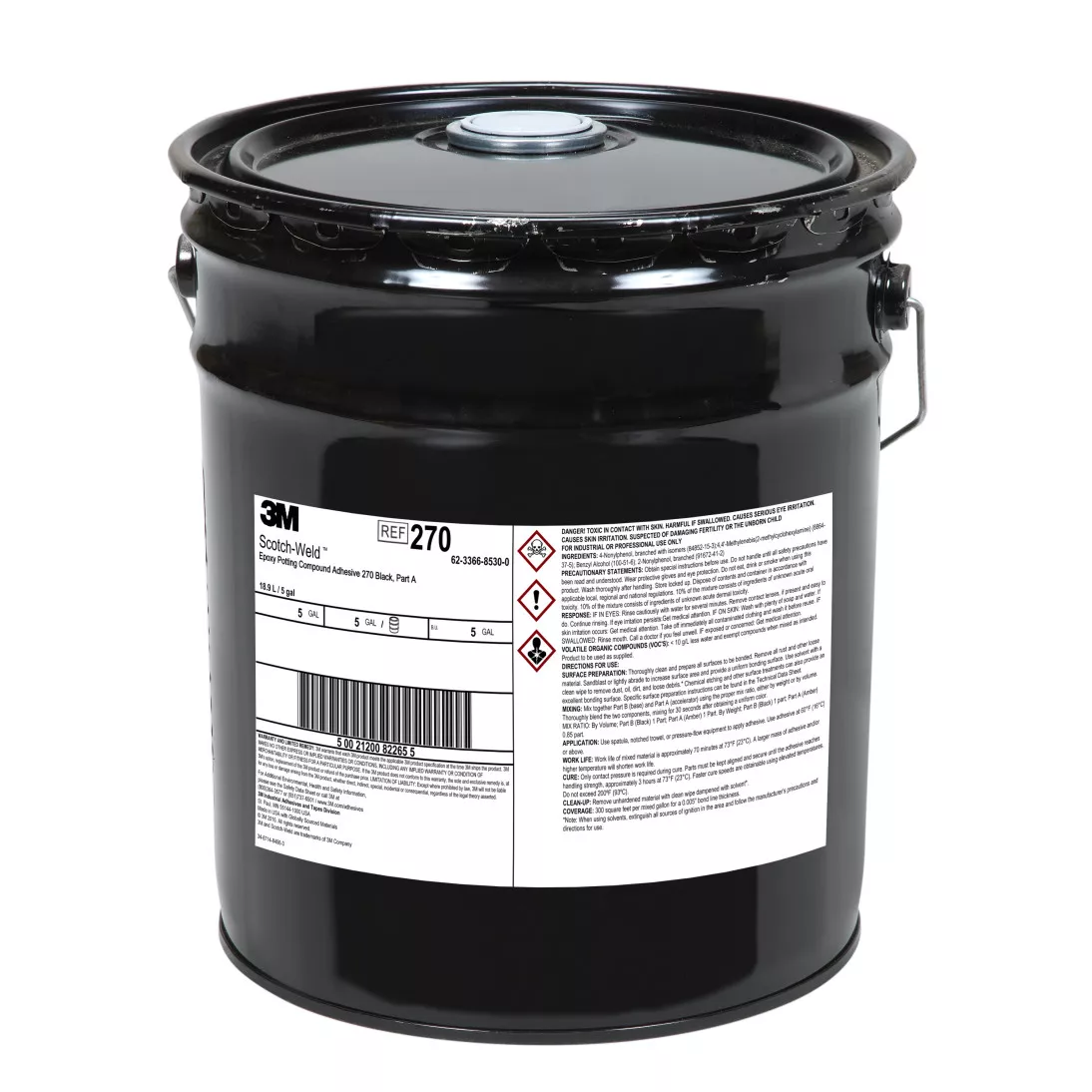 3M™ Scotch-Weld™ Epoxy Potting Compound 270, Black, Part A, 5 Gallon
Drum (Pail)