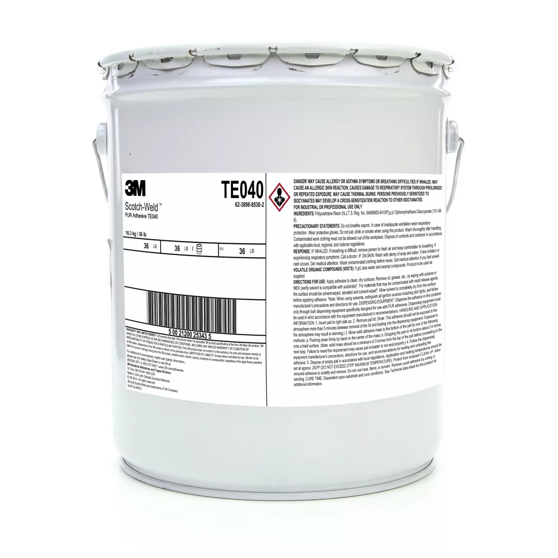 3M™ Scotch-Weld™ PUR Adhesive TE040, Off-White, 5 Gallon Drum (36 lb),
1/Drum