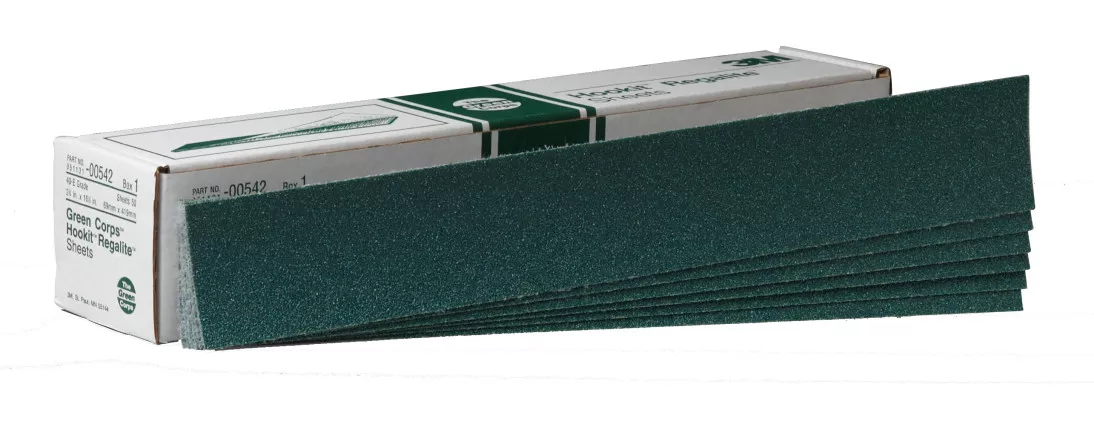3M™ Green Corps™ Hookit™ Sheet, 00542, 40, 2-3/4 in x 16-1/2 in, 50
sheets per carton, 5 cartons per case