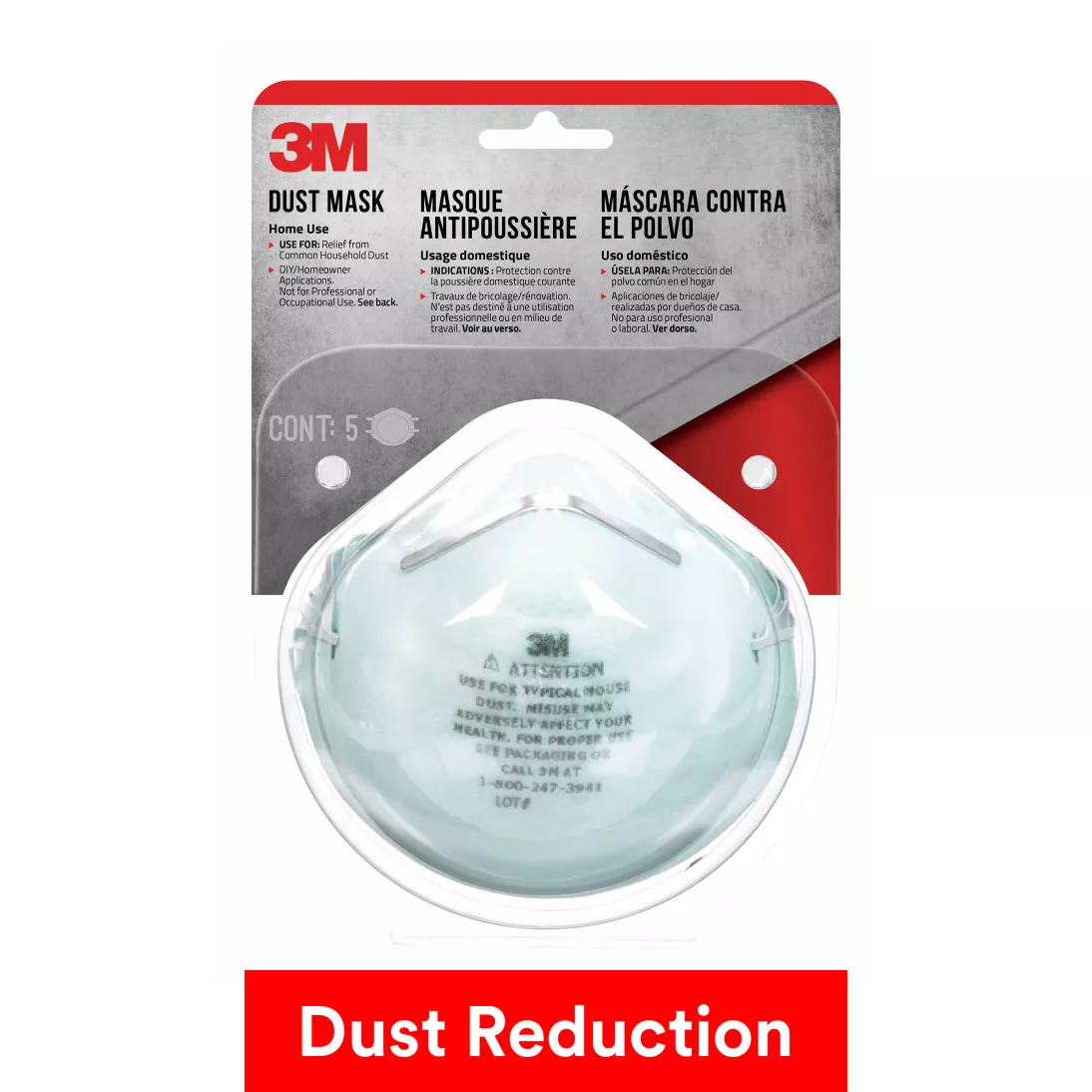 3M™ Home Dust Mask, 8661H5-DC, 5 eaches/pack, 12 packs/case
