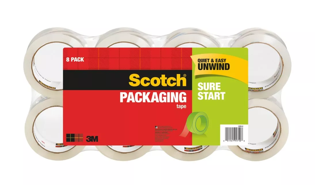 Scotch® Sure Start Shipping Packaging Tape 3450-8, 1.88 in x 54.6 yd (48
mm x 50 m) 8 pk