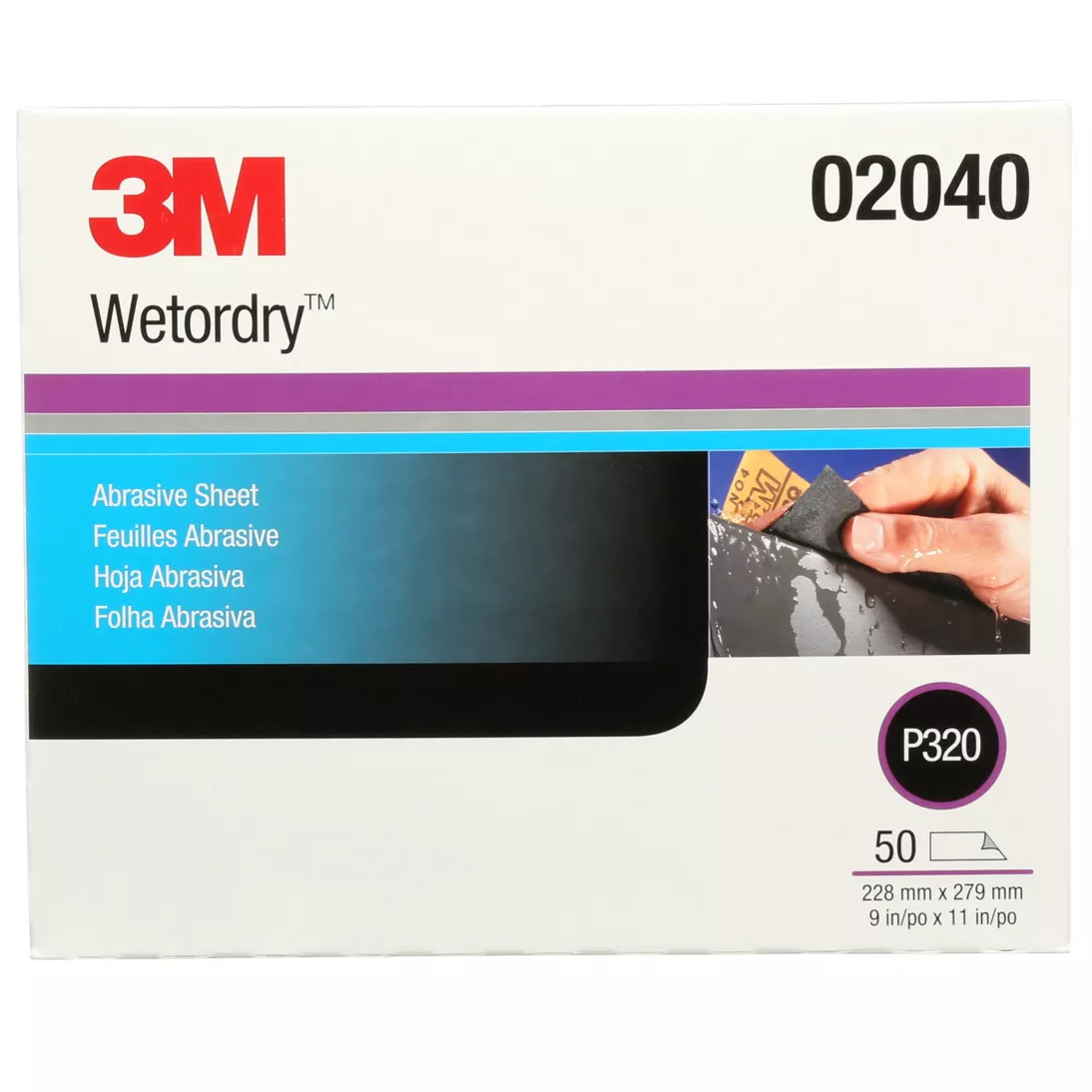 3M™ Wetordry™ Abrasive Sheet 213Q, 02040, P320, 9 in x 11 in, 50 sheets
per carton, 5 cartons per case