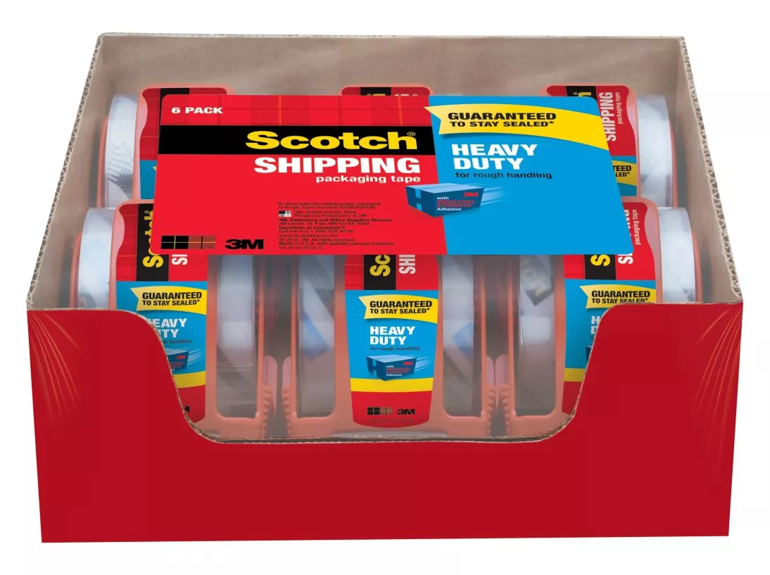 Scotch® Heavy Duty Shipping, Packaging Tape 142-6, 1.88 in x 800 in (48
mm x 20.3 m) 6 Pack